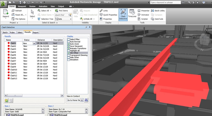 Количественный анализ Autodesk Navisworks